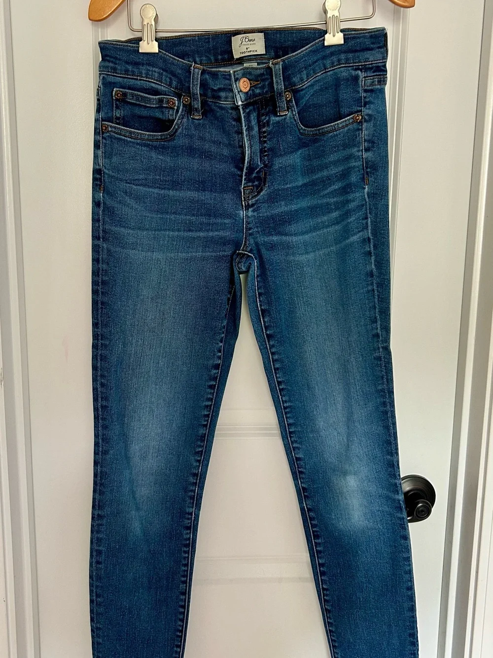 J. Crew 8” Toothpick Jeans in Medium Blue Denim